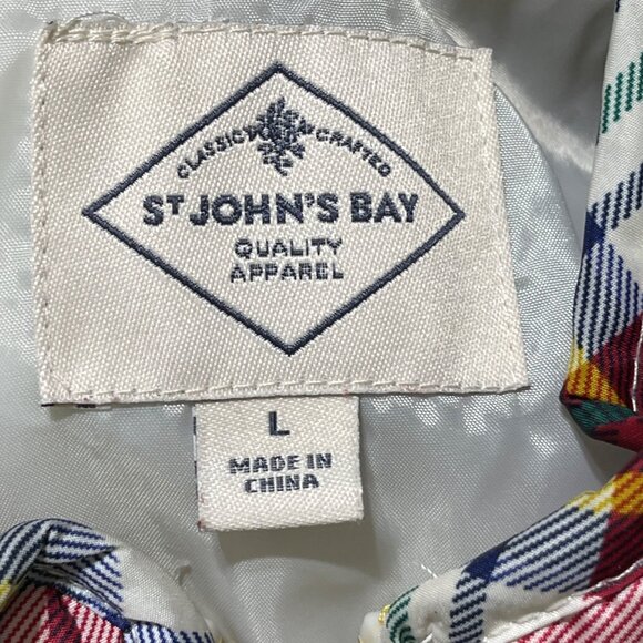 St John's Bay Puffer Vest Multi Color Plaid Size L Large Full Zip Women's - Picture 5 of 7